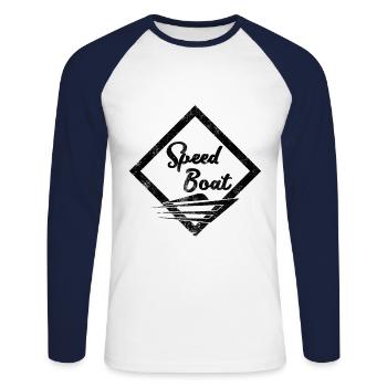 Speedboot - T-shirt baseball manches longues Homme - blanc/marine - Devant - Nik (191cm)
