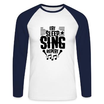 Sing - Unisex Long Sleeve Baseball T-Shirt - white/navy - Front - Nik (191cm)