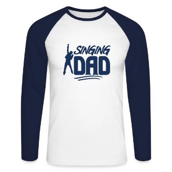 Chanteuse - T-shirt baseball manches longues Homme - blanc/marine - Devant - Nik (191cm)