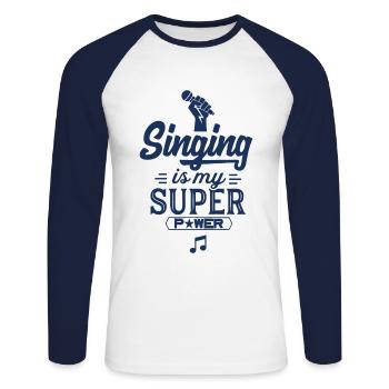 Chants groupe de chant chanteurs Chanteurs Chanteurs - T-shirt baseball manches longues Homme - blanc/marine - Devant - Nik (191cm)