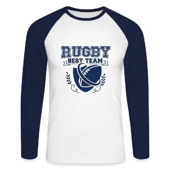 Team Rugby Player Rugby Rugby Game Rugby Ball - Unisex Long Sleeve Baseball T-Shirt - white/navy - Front - Nik (191cm)
