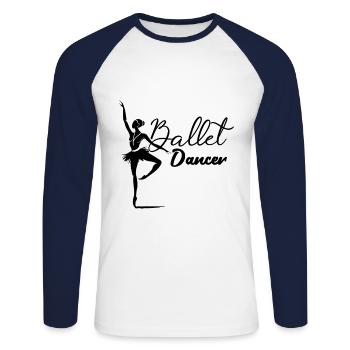 Ballet - T-shirt baseball manches longues Homme - blanc/marine - Devant - Nik (191cm)