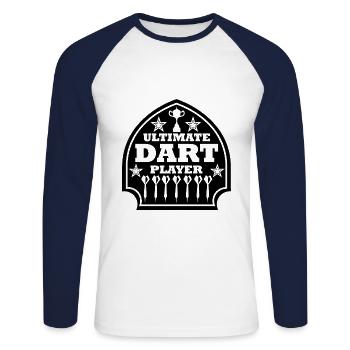 Dart - T-shirt baseball manches longues Homme - blanc/marine - Devant - Nik (191cm)