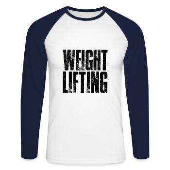 Haltérophilie Strongman Haltérophilie Gym - T-shirt baseball manches longues Homme - blanc/marine - Devant - Nik (191cm)