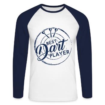 Darten - Unisex Baseballshirt langarm - Weiß/Navy - Vorne - Nik (191cm)