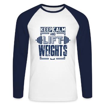 Sports Weightlifter Weightlifting gym Weightlifter - Unisex Long Sleeve Baseball T-Shirt - white/navy - Front - Nik (191cm)