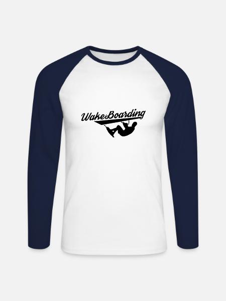Wakeboard Wakeboard Wakeboard Wakeboard - Unisex Long Sleeve Baseball T-Shirt - white/navy