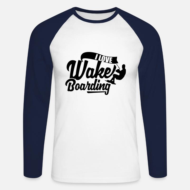 Wakeboard Wakeboard Wakeboard Wakeboard - Unisex Baseballshirt langarm - Weiß/Navy