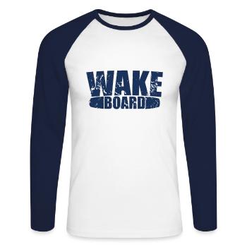 Wakeboarding - Unisex Long Sleeve Baseball T-Shirt - white/navy - Front - Nik (191cm)