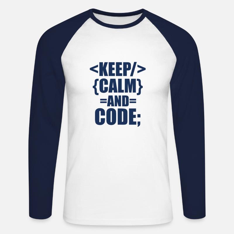Coding - Unisex Baseballshirt langarm - Weiß/Navy
