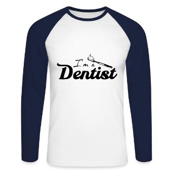 Dentist - Unisex Long Sleeve Baseball T-Shirt - white/navy - Front - Nik (191cm)