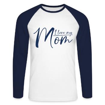 Fête des Mères Fête des Mères Fête des Mères - T-shirt baseball manches longues Homme - blanc/marine - Devant - Nik (191cm)