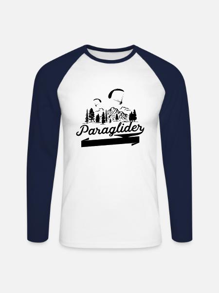 Paragliding Flight Paragliding Para Glider - Unisex Long Sleeve Baseball T-Shirt - white/navy