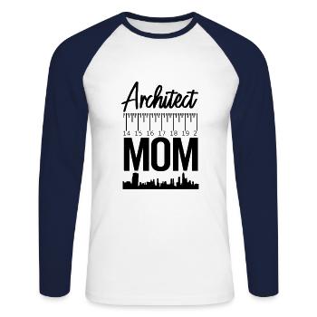 Architecte architecte architecte architecte - T-shirt baseball manches longues Homme - blanc/marine - Devant - Nik (191cm)