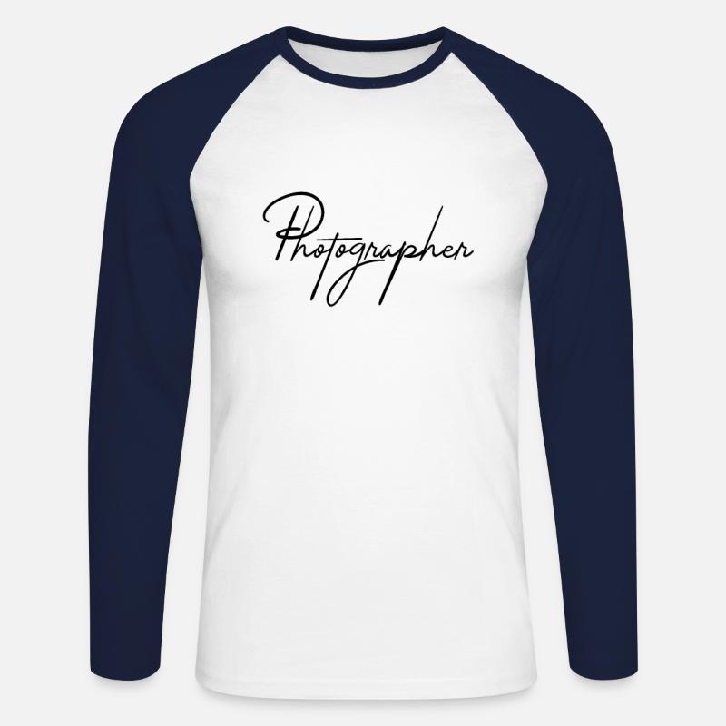 Fotograf - Unisex Baseballshirt langarm - Weiß/Navy