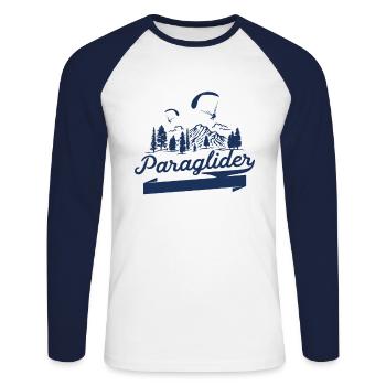 Parapente Pilot Parapente Voler Parapente - T-shirt baseball manches longues Homme - blanc/marine - Devant - Nik (191cm)