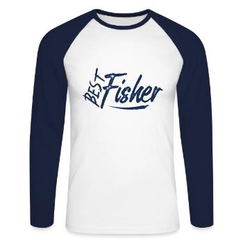 Deep Sea Fishing Fishing Fishing Fishermen Anglers - Unisex Long Sleeve Baseball T-Shirt - white/navy - Front - Nik (191cm)