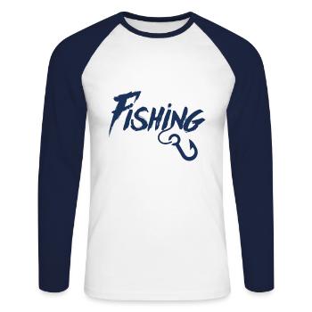 Fishing Fishermen Fishing Deep Sea Fishing Angler - Unisex Long Sleeve Baseball T-Shirt - white/navy - Front - Nik (191cm)