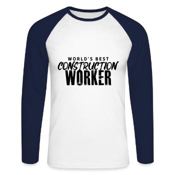 Bauarbeiterin Bauarbeiter Baustelle Bagger Bau - Unisex Baseballshirt langarm - Weiß/Navy - Vorne - Nik (191cm)