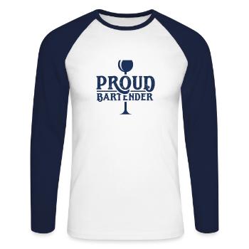 Bartender Bartender Bartender Bartender Bartender - Unisex Long Sleeve Baseball T-Shirt - white/navy - Front - Nik (191cm)