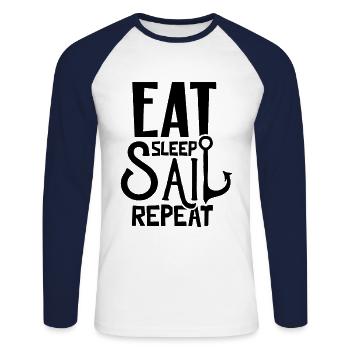 Sailboat - Unisex Long Sleeve Baseball T-Shirt - white/navy - Front - Nik (191cm)