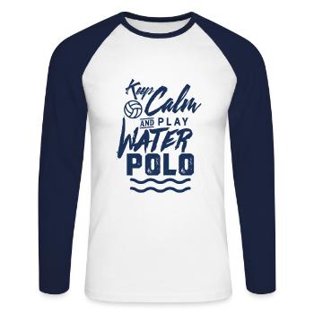 Wasserball - Unisex Baseballshirt langarm - Weiß/Navy - Vorne - Nik (191cm)