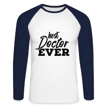 Médecin médecin - T-shirt baseball manches longues Homme - blanc/marine - Devant - Nik (191cm)