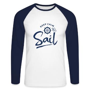 Navigatrice - T-shirt baseball manches longues Homme - blanc/marine - Devant - Nik (191cm)