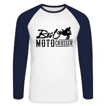 Motocross - Unisex Baseballshirt langarm - Weiß/Navy - Vorne - Nik (191cm)