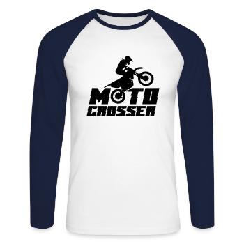 Motocross - Unisex Baseballshirt langarm - Weiß/Navy - Vorne - Nik (191cm)