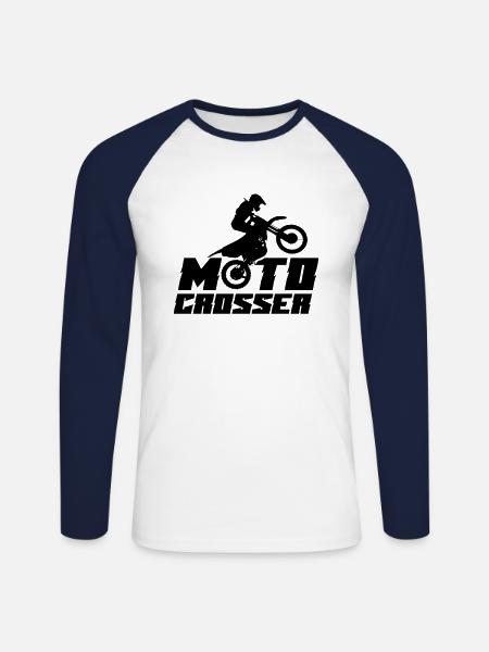 Motocross - Unisex Baseballshirt langarm - Weiß/Navy