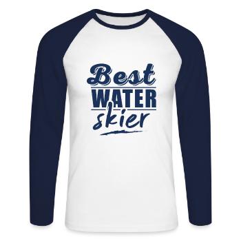 Water skis - Unisex Long Sleeve Baseball T-Shirt - white/navy - Front - Nik (191cm)