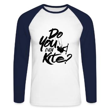 Kite Surfen - Unisex Baseballshirt langarm - Weiß/Navy - Vorne - Nik (191cm)