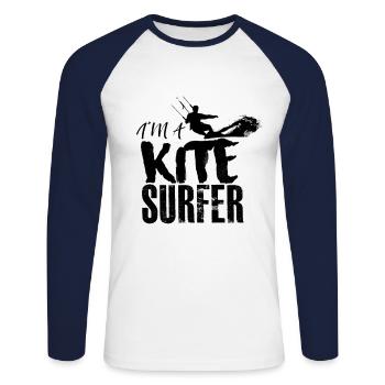 Kitesurf - T-shirt baseball manches longues Homme - blanc/marine - Devant - Nik (191cm)