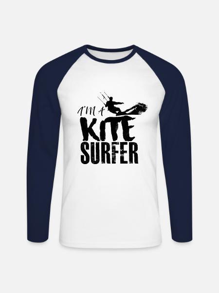 Kitesurfing - Unisex Long Sleeve Baseball T-Shirt - white/navy