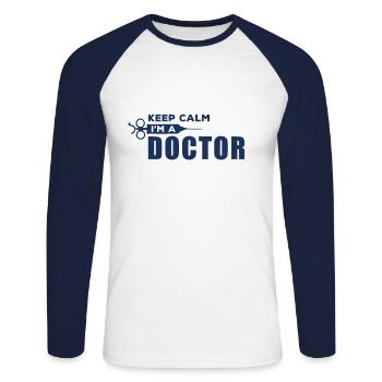 Médecins Médecins Médecins - T-shirt baseball manches longues Homme - blanc/marine - Devant - Nik (191cm)