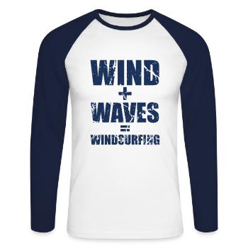 Windsurfer - T-shirt baseball manches longues Homme - blanc/marine - Devant - Nik (191cm)
