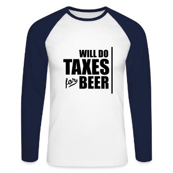 tax consultant - Unisex Long Sleeve Baseball T-Shirt - white/navy - Front - Nik (191cm)