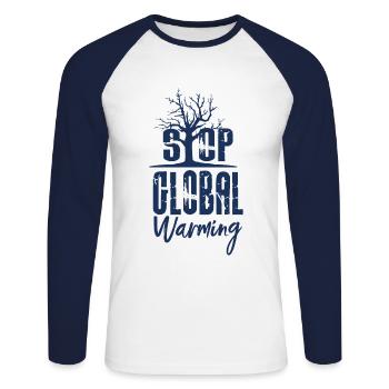 Klimawandel - Unisex Baseballshirt langarm - Weiß/Navy - Vorne - Nik (191cm)