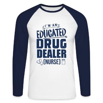 Senior Caregiver Nurse Nurse Nurse Doctor - Unisex Long Sleeve Baseball T-Shirt - white/navy - Front - Nik (191cm)
