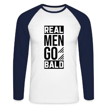 No Hair Hairstyle Bald Head Bald Bald Wearer - Unisex Long Sleeve Baseball T-Shirt - white/navy - Front - Nik (191cm)