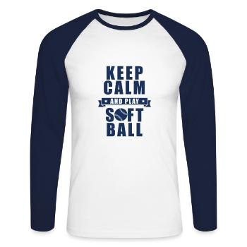 Softball Players - Unisex Long Sleeve Baseball T-Shirt - white/navy - Front - Nik (191cm)