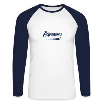 Astronomie - Unisex Baseballshirt langarm - Weiß/Navy - Vorne - Nik (191cm)