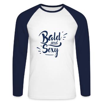 Baldness - Unisex Long Sleeve Baseball T-Shirt - white/navy - Front - Nik (191cm)