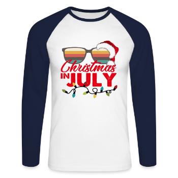 Christmas in July Santa Hat Sunglasses Summer - T-shirt baseball manches longues Homme - blanc/marine - Devant - Nik (191cm)