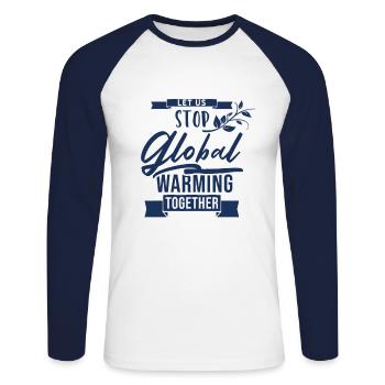 Changement climatique Planète réchauffement climatique Terre Extinction des forêts - T-shirt baseball manches longues Homme - blanc/marine - Devant - Nik (191cm)