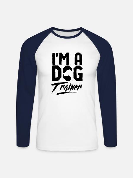 Dog Trainer Dog School - Unisex Long Sleeve Baseball T-Shirt - white/navy