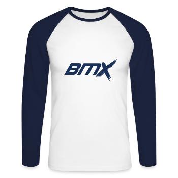 BMX conduire BMX conduire BMX conduire BMX - T-shirt baseball manches longues Homme - blanc/marine - Devant - Nik (191cm)