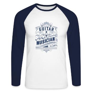 Electric Guitar Guitar Guitar Guitar Guitar Instrument - Unisex Long Sleeve Baseball T-Shirt - white/navy - Front - Nik (191cm)