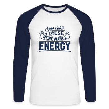 Wind Solar Green Electricity Renewable Energy Water - Unisex Long Sleeve Baseball T-Shirt - white/navy - Front - Nik (191cm)